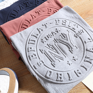 High Quality 100% Cotton <strong>3d</strong> <strong>Design</strong> Embossed Logo <strong>T</strong> <strong>Shirts</strong> Custom Embossed Tshirt for Men Embroidery - Product Image 2