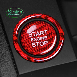 Fibra de Carbono para <span class=keywords><strong>Audi</strong></span> A3 A4 A5 A6 C5 <span class=keywords><strong>C6</strong></span> Q5 Q7 S3 <span class=keywords><strong>S6</strong></span> S7, Adhesivo Decorativo para el Botón de Encendido/Apagado del Motor, Anillo para Llaves, Accesorios Interiores - Product Image 1