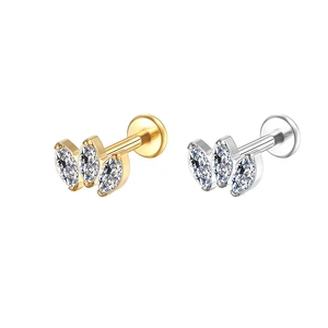 <span class=keywords><strong>Gaby</strong></span> G23 Titanio Bonito Ópalo 16G Minimalista para Boda y Compromiso, Piercing Labret de Base Plana para Oreja, Tragus, Cartílago, Hélix, Concha y Lóbulo - Product Image 1