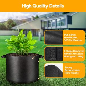 Heavy Duty 15 galloni semplici Deluxe Grow Bags 12 Pack ispessito tessuto non tessuto di aerazione con manici Deluxe fioriere vasi - Product Image 4