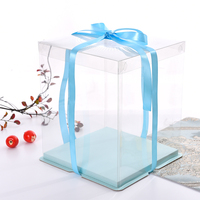 Nouvelle boîte d'expédition carrée haute et transparente en plastique pour gâteaux lourds à 3/4 étages, idéale pour la pâtisserie