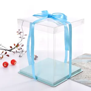 2020 New Tall All Clear 38 cm Height Square Clear Plastic Package für 4 Layers Heavy Cake Box