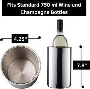 1.6L ไวน์คูลเลอร์ถังคู่ผนังตรงถังน้ำแข็งสีขาวแชมเปญถังแช่เย็นสำหรับขวด750 Ml ทั้งหมด