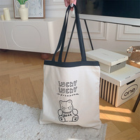 Sac fourre-tout en toile de coton DLBZ mignon avec logo personnalisé, style dessin, longue bandoulière, réutilisable, pour les courses quotidiennes, cadeau pour femme