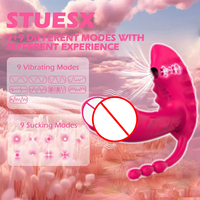 Vibromasseur Culotte Portable Contrôlé par Application avec Succion Clitoridienne, Dildo Vibrant Point G, Perles Anales, Triple Stimulation, Télécommande, Jouet Sexuel Féminin