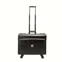 Valise de voyage professionnelle haut de gamme en cuir PU moderne, à roulettes, légère, étanche, pour pilotes