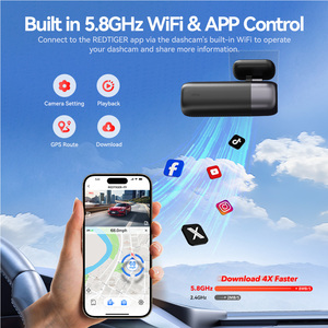 กล้องติดรถยนต์ Redtiger Dealer F9 Wifi Gps ระบบมองเห็นกลางคืน กล้องหน้าและหลัง บันทึกภาพ 4k ขนาดเล็ก ไม่มีการ์ด SD - Product Image 2
