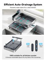 Grand égouttoir à vaisselle double niveau extensible en acier inoxydable 304, design détachable, moderne, gain de place pour comptoir de cuisine