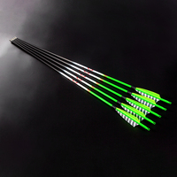 Flèches en carbone vert Pinals Archery avec ailerons en plumes de dinde 300 340 400 500 600 Spine pour arc recurve traditionnel et longbow de chasse