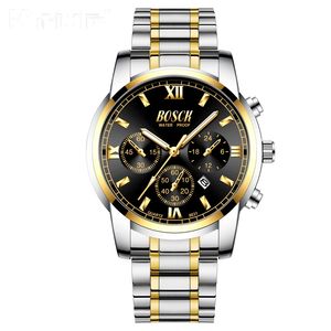 <span class=keywords><strong>BOSCK</strong></span> นาฬิกาแฟชั่นสำหรับผู้ชายธุรกิจนาฬิกาควอทซ์กันน้ำคลาสสิกสายสแตนเลสปฏิทินนาฬิกาข้อมือ - Product Image 3