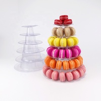 Support de présentation de desserts en forme de tour de macarons à 6 étages, en plastique PET transparent, pour gâteaux de mariage et de fête