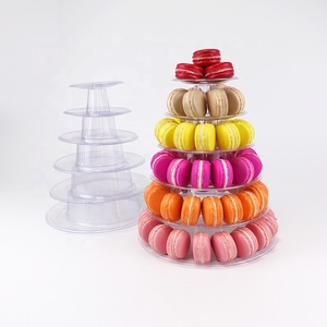 6 层马卡龙塔式甜点展示架透明 PET 塑料架，适用于婚礼派对蛋糕 - Product Image 4
