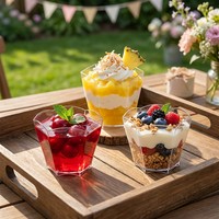 Gobelets à dessert en plastique PS rigide transparent à paroi simple, bols à gâteau, mini-récipients à crème glacée pour les buffets, les fêtes et les traiteurs