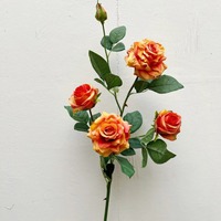 Fleurs artificielles au toucher réaliste et effet hydratant, roses à 5 têtes, fleurs à longues tiges, décoration pour la maison et les mariages