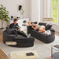 78-Zoll Ergonomischer Übergroßer Chaiselongue-Sessel, Konvertierbares Klappsofa-Bett mit Kissenrücken, Flauschiger Cord, Knochenloser Memory-Schaum