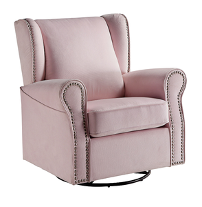 Fauteuil à bascule moderne en tissu rose avec fonction pivotante, durable et confortable, idéal pour le salon - Product Image 2