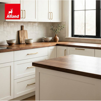 Ensemble de cuisine blanc sur mesure Alland avec îlot central, meubles en bois massif, armoires de cuisine style Shaker