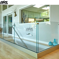 Balustrade de sécurité en verre trempé avec profilé en U en aluminium sans cadre, fixation latérale, style moderne, pour terrasse extérieure et escalier de parc