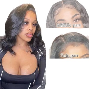 Perruque en fibre synthétique haute température, Lace Front, longueur moyenne, brun foncé, Remy, taille 8-14 pouces, quantité minimale de commande 5 pièces - Product Image 5