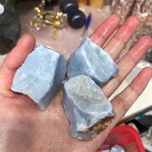 Pedras brutas de cristal de cura reiki para venda, pedras naturais azuis de angelita áspera, novidades