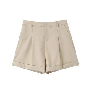 Happy Plus – short taille haute pour femmes, kaki, en coton Oxford, grande taille, pantalon court décontracté, printemps et été, N8670 - Product Image 2