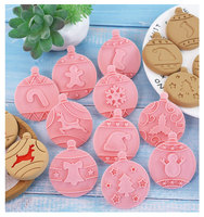 Juego de 10 Cortadores de Galletas Navideños de Plástico con Estampado en Relieve, Molde para Rellenar Galletas, Chocolate, Gelatina, Herramientas para Hornear Postres