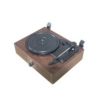 Lecteur de disques vinyles élégant marron pour la décoration de la maison, 3 vitesses pour disques de 7/10/12 pouces avec haut-parleurs intégrés sans fil