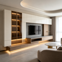 Armoire de chambre sur mesure Oberay en MDF, meuble de rangement autoportant écologique pour appartements, villas et projets hôteliers, avec conception 3D gratuite