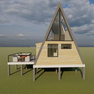 プレハブログハウスフレーム三角形屋根小さな木造住宅