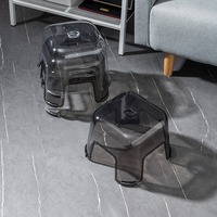 Taburete Apilable Transparente de Plástico HORE, Moderno, Antideslizante, Multiusos, con Esquinas Redondeadas, para Sala de Estar, Baño y Niños