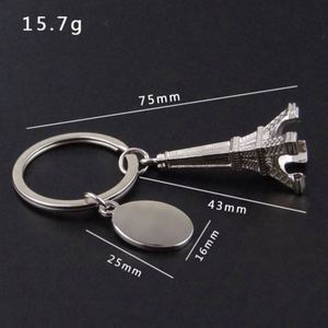 Wholesale French Eiffel Tower <b>Keychain</b> Blank Keyring Fashion Oem 3D Key Ring Maker Metal Silver Souvenir Custom logo Key Chains - Product Image 2