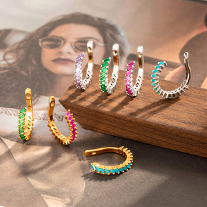 Boucles d'oreilles non-percées plaquées or Maina, quatre couleurs, zircon, pour <span class=keywords><strong>tragus</strong></span>, hypoallergéniques, en cuivre, manchette de cartilage - Product Image 4