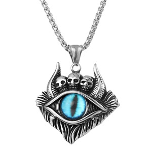 Collier Yunnique en Acier Titane Œil Turc pour Homme, Chaîne de Pull Punk de 60 cm, Sertissage Clos, Design Géométrique, Bijou Cadeau - Product Image 5