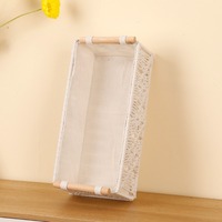Panier de rangement rectangulaire en corde de coton tissé à la main, style nordique, avec motif rayé, organiseur de bureau
