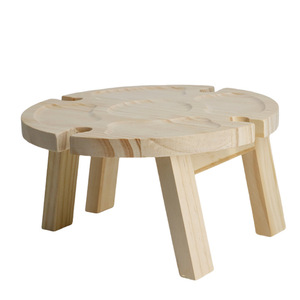 Table à collation en bois d'extérieur, ronde, pliable, portable, table de pique-nique pour le vin, couleur bois naturel, design rustique - Product Image 5