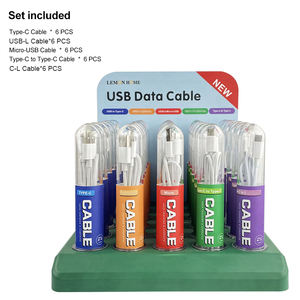 Caja <span class=keywords><strong>de</strong></span> exhibición <span class=keywords><strong>de</strong></span> contador <span class=keywords><strong>de</strong></span> cinco cables <span class=keywords><strong>de</strong></span> datos <span class=keywords><strong>diferentes</strong></span>, 30 Uds., Micro tipo C para <span class=keywords><strong>iPhone</strong></span> a tipo C, juego <span class=keywords><strong>de</strong></span> cables USB - Product Image 1