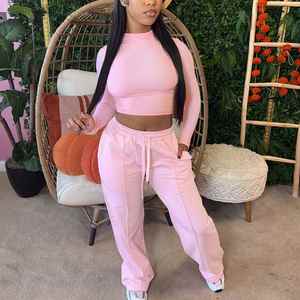 Dropshipping Vêtements pour femmes de haute qualité Vente chaude d'automne Hauts et pantalons unis pour femmes Ensembles décontractés de bureau - Product Image 3