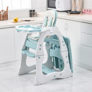 European/ American standard adjustable backrest kids multifunctional dining high chair baby feeding chair