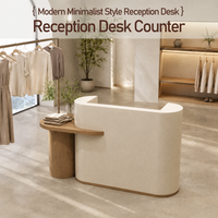Nouveau comptoir de réception moderne et compact, orienté vers l'avant, personnalisable pour salon de beauté, bureau, hôpital, hôtel, école