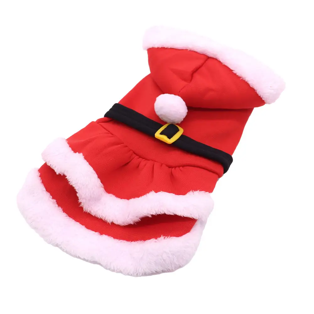 Cosplay hewan peliharaan kucing anak anjing Natal gaun Santa Claus pakaian setelan kostum