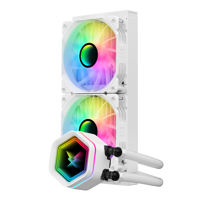 Ruix 240mm High-Performance White Water Cooling System for PC Computer Liquid Cooler Radiator with Pump for Office Table Use