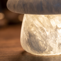 Lampe en albâtre naturel de luxe en forme de champignon, sans fil, rechargeable, lampe de table en pierre, texture de marbre unique pour la décoration d'hôtel et de restaurant
