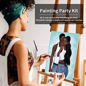 Set Set di Sip e Kit di vernice Pre-disegnata tela Afro King Queen Painting Set Kit di tela elasticizzata Pre-disegnata per la pittura - Product Image 2