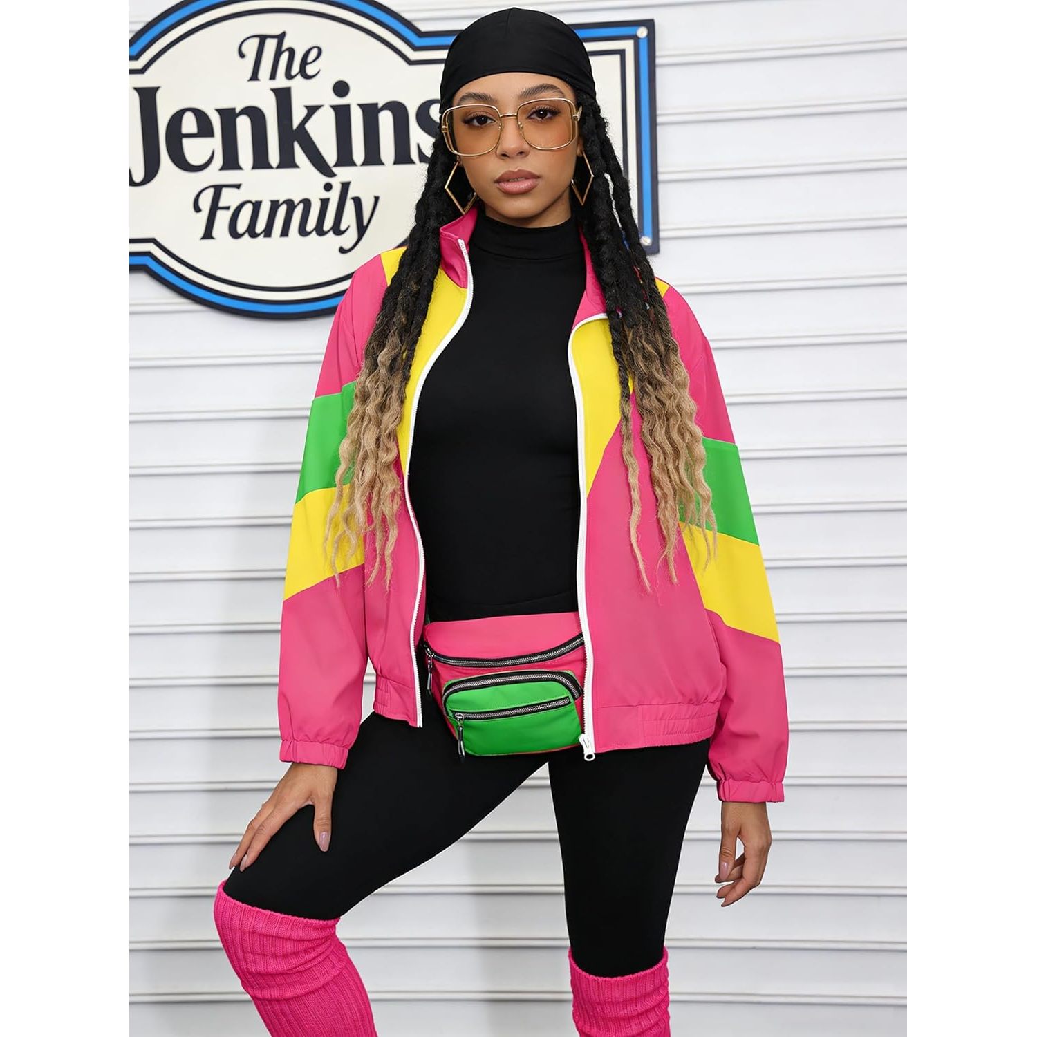 Custom Women's 80s Retro Color Block Windbreaker Jacket Reversible