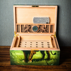 Humidor de Cigarros de Lujo de Madera de Cedro <span class=keywords><strong>con</strong></span> Acabado de Pintura para Piano, Gran Capacidad, <span class=keywords><strong>con</strong></span> Higrómetro y Humidificador - Product Image 2