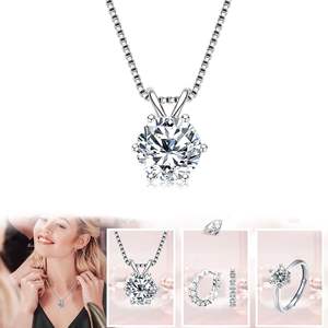 Venta al por mayor de collares de circonita cúbica <span class=keywords><strong>Sona</strong></span> con corazones redondos y flechas de 1 quilate chapados en platino de diseño sencillo clásico, joyería de moda - Product Image 3