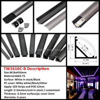 Profilé en aluminium anodisé en forme de U à 45 degrés 6063-T5 avec diffuseur laiteux pour éclairage LED, extrusion de canal LED, éclairage d'armoire, OEM ODM