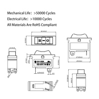 Interrupteur à bascule rouge DPDT 3 positions homologué UL ENEC CQC, double pôle, trois positions, ROHS 10A 250VAC pour pistolet thermique et outils électriques