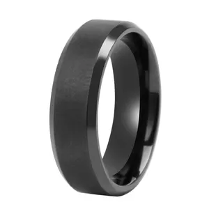 Mens Jewelry Rings Black Zirconium Ring OEM ODM Custom LOGO 8mm Couple Stainless Steel Hip Hop Charm Male Fine Jewellery For Men