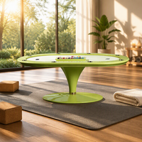 Table de poker de style moderne avec structure en acier inoxydable et revêtement en cuir microfibre, idéale pour les salles de jeux à domicile